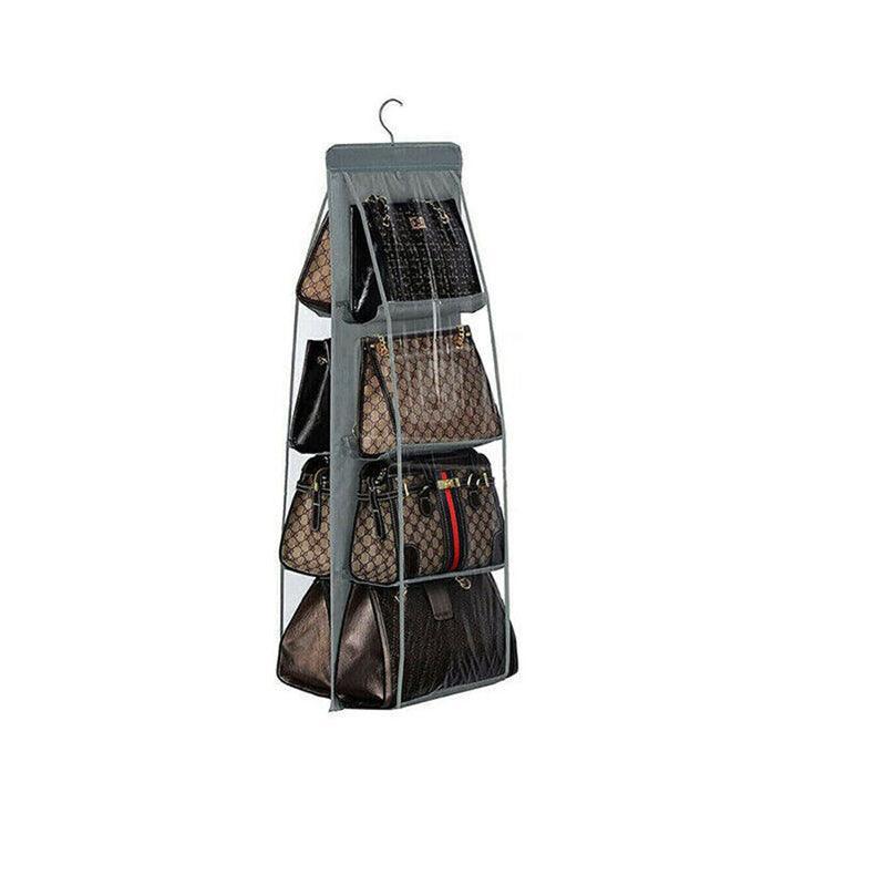 8 Pocket Double-sided Bag Handbag Storage Holder Hanging Organizer Shelf - Black