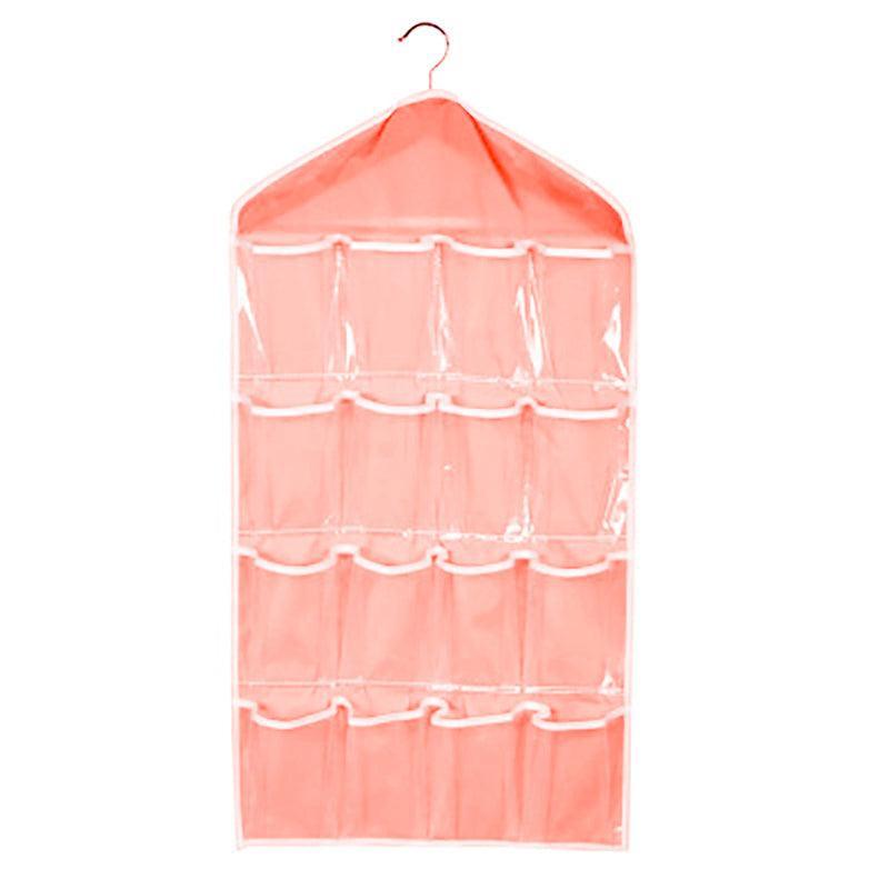 16 Pockets Hanging Wardrobe Storage Organizer Bag for Socks and Underwear - Green