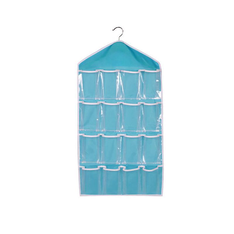 16 Pockets Hanging Wardrobe Storage Organizer Bag for Socks and Underwear - Pink