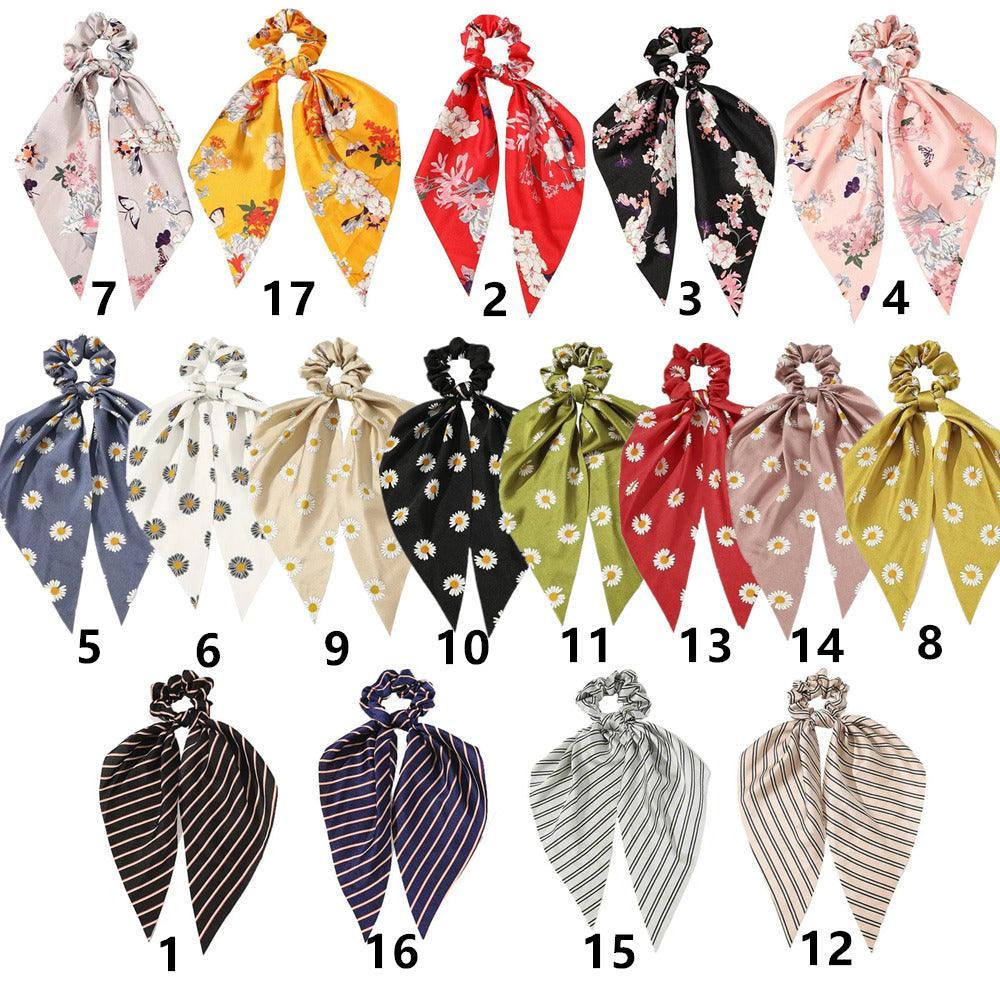 Chiffon Ponytail Scarf Bow Elastic Hair Rope Tie Scrunchies Ribbon Hair Bands - Coffee