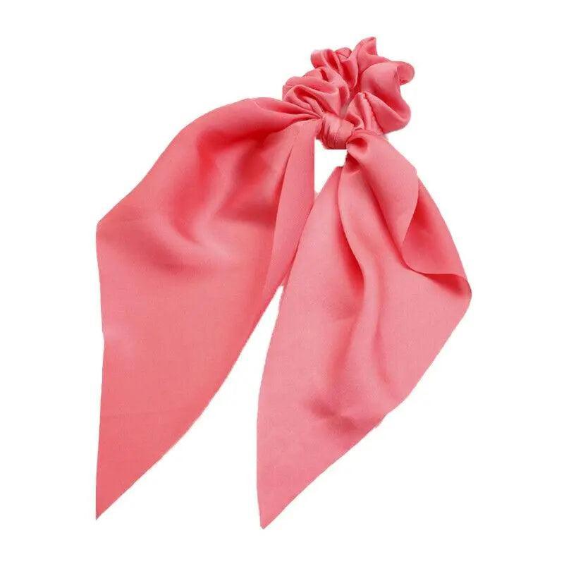 Chiffon Ponytail Scarf Bow Elastic Hair Rope Tie Scrunchies Ribbon Hair Bands - Coffee