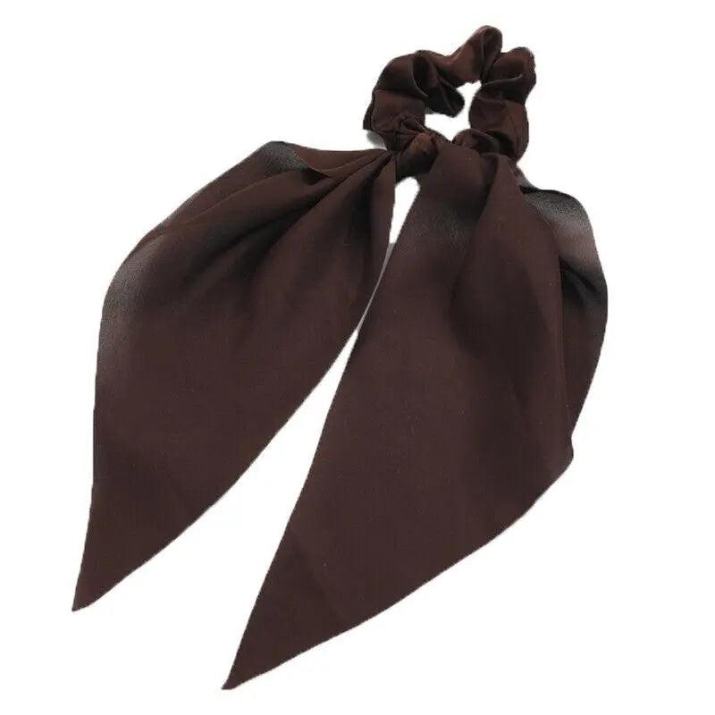 Chiffon Ponytail Scarf Bow Elastic Hair Rope Tie Scrunchies Ribbon Hair Bands - Navy
