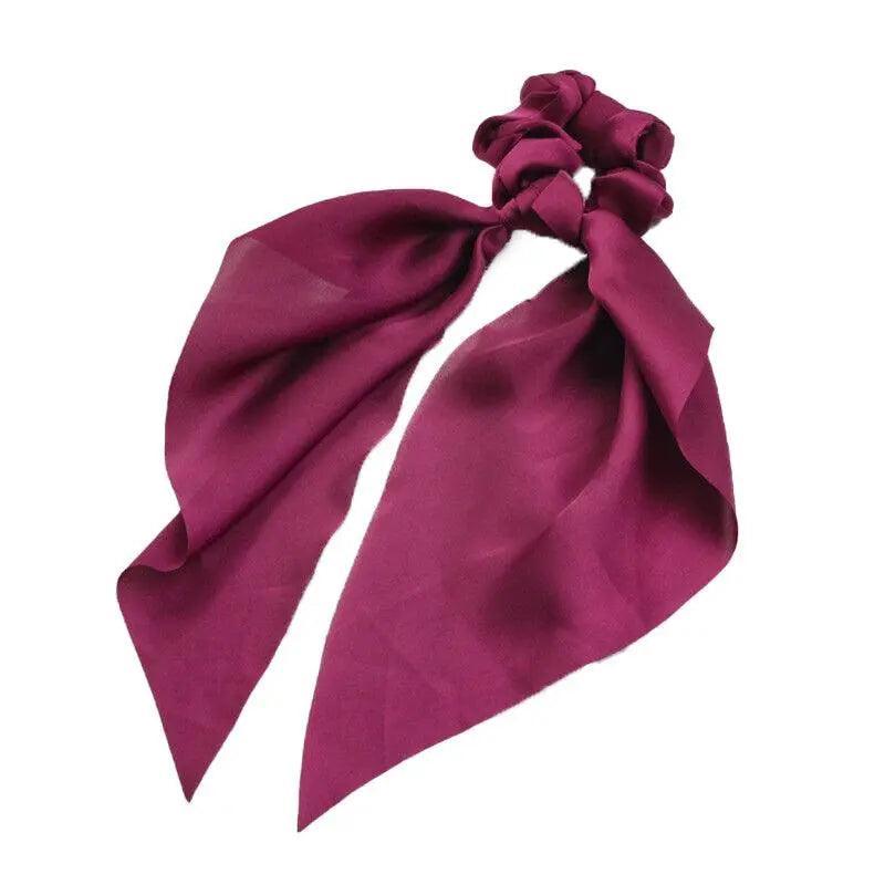 Chiffon Ponytail Scarf Bow Elastic Hair Rope Tie Scrunchies Ribbon Hair Bands - Purple