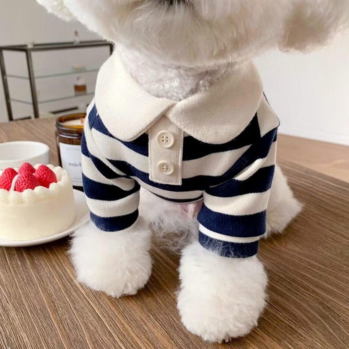 Short Sleeve Summer Striped Pet Tee Round Neck Comfortable Shirt for Dogs Cats - S