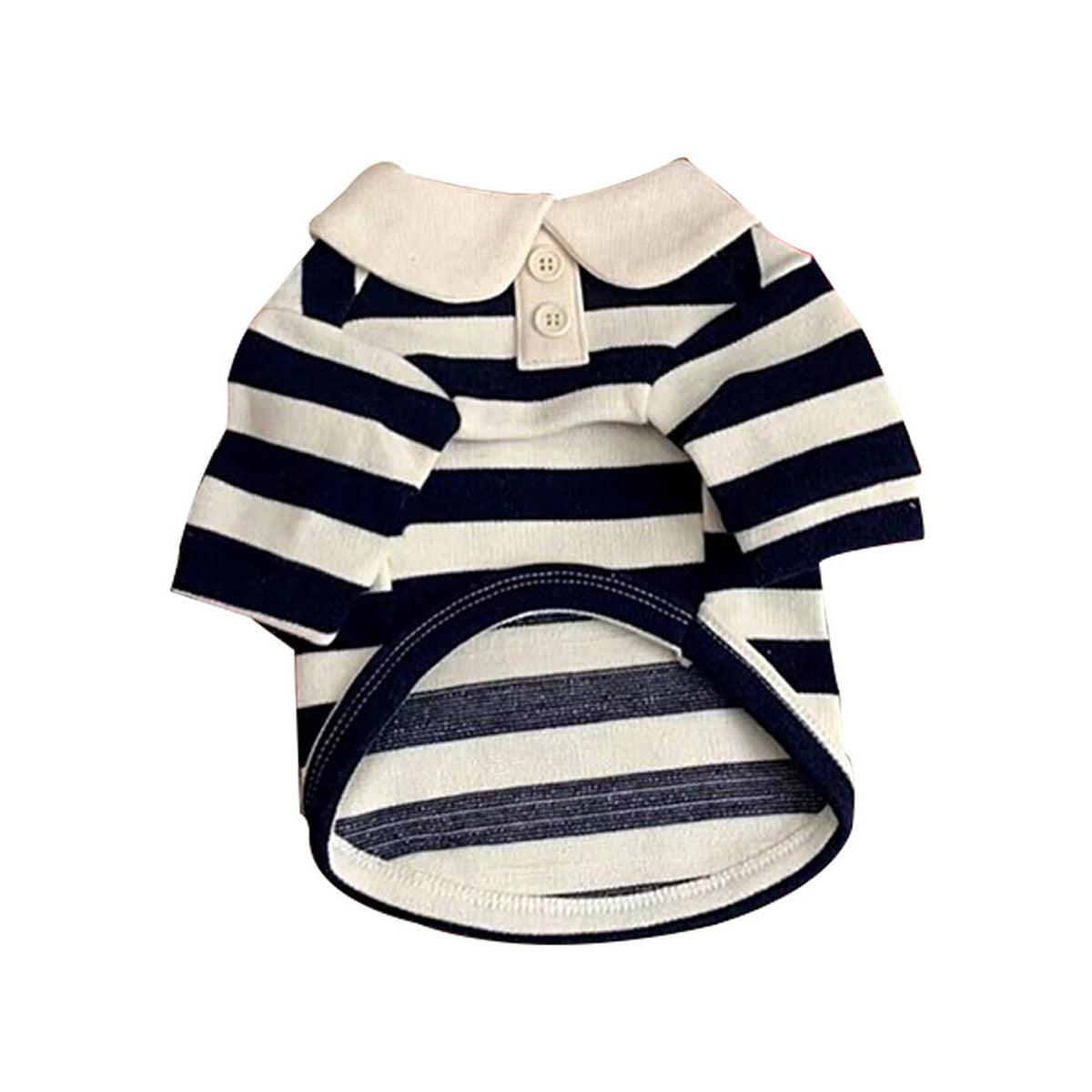 Short Sleeve Summer Striped Pet Tee Round Neck Comfortable Shirt for Dogs Cats - S