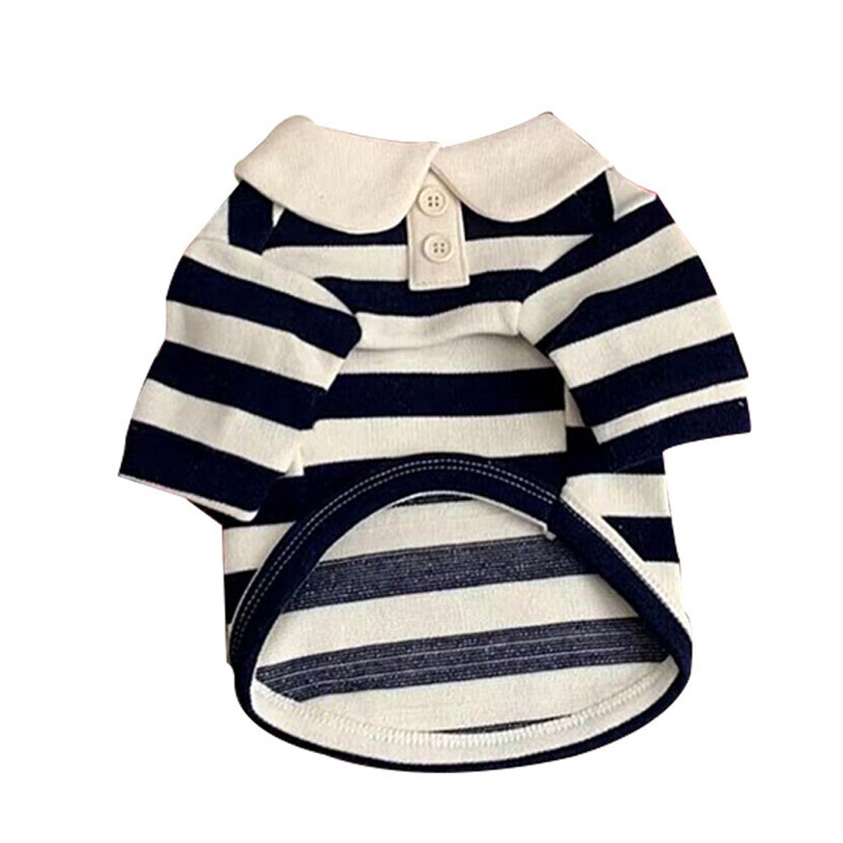 Short Sleeve Summer Striped Pet Tee Round Neck Comfortable Shirt for Dogs Cats - S