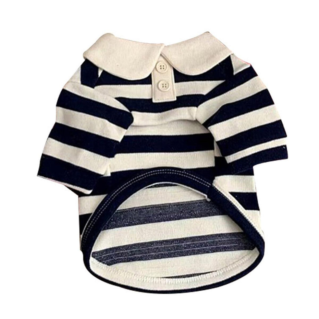 Short Sleeve Summer Striped Pet Tee Round Neck Comfortable Shirt for Dogs Cats - S