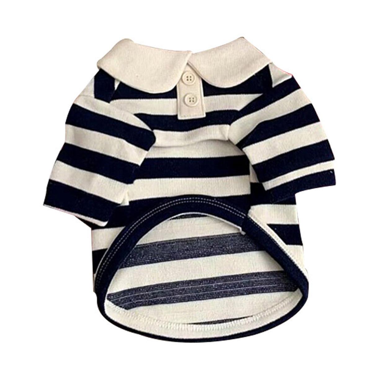 Short Sleeve Summer Striped Pet Tee Round Neck Comfortable Shirt for Dogs Cats - XXL