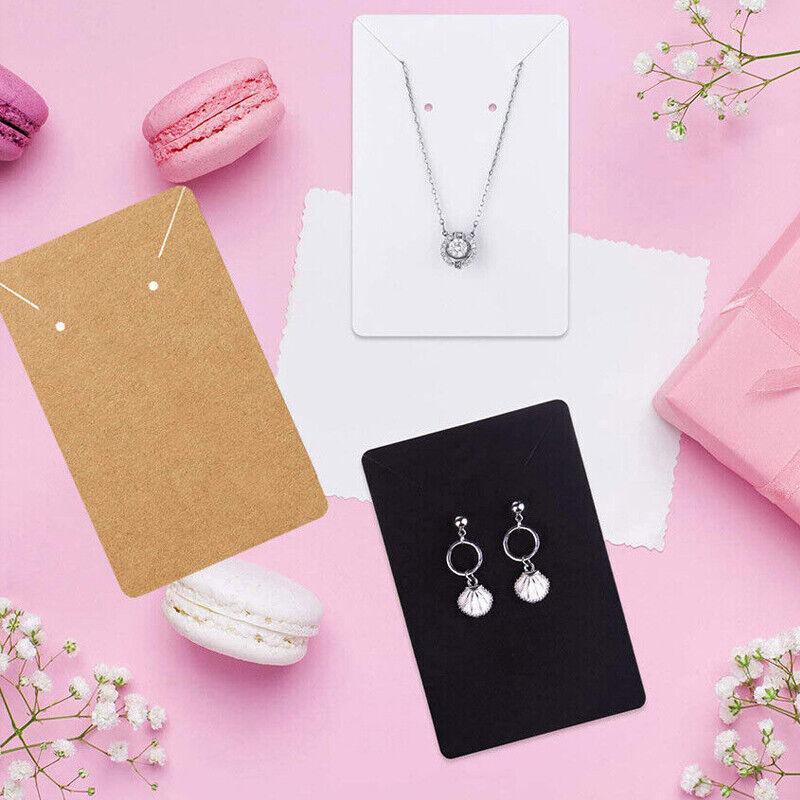 40pcs Jewellery Display Cards Necklace Earring Holder Kraft Paper 6x9cm - Black