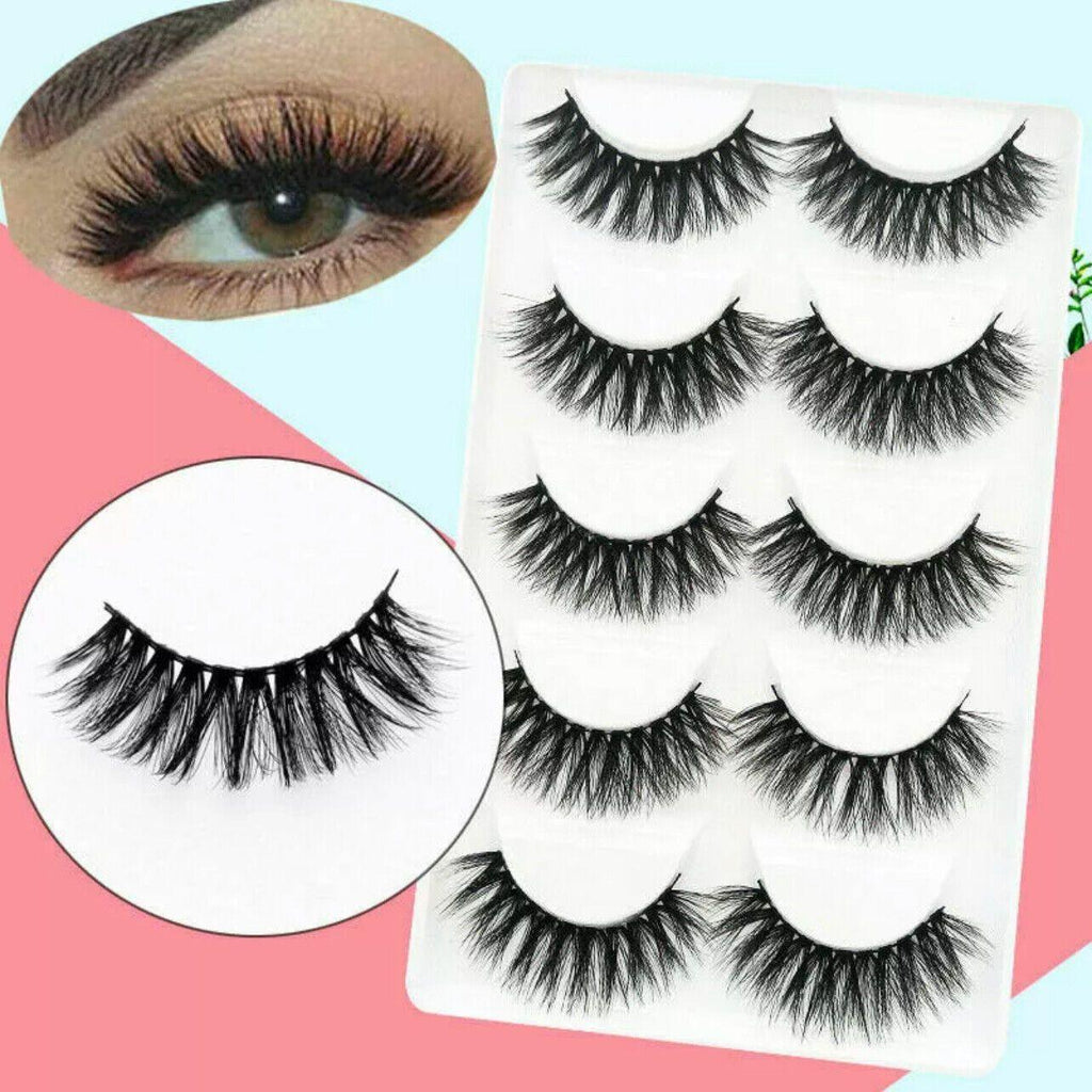 5 Pairs 3D Thick Mink Fake False Eyelashes Natural Long Wispy Makeup Lashes Au - 3D-51