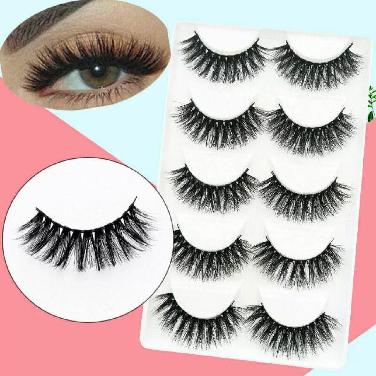 5 Pairs 3D Thick Mink Fake False Eyelashes Natural Long Wispy Makeup Lashes Au - 3D-52
