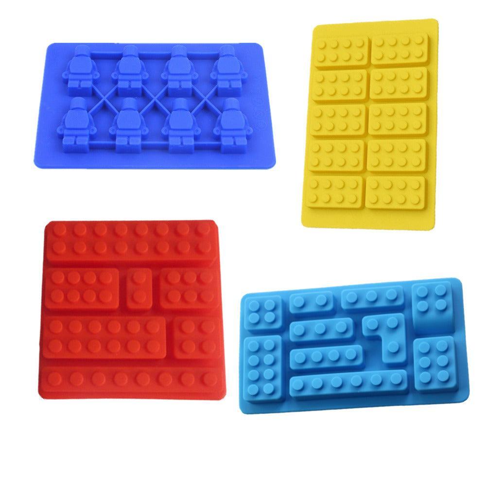 Brick Figure Man Silicone Mold Chocolate Block Cake Mould Ice Cube Tray - Red-Square