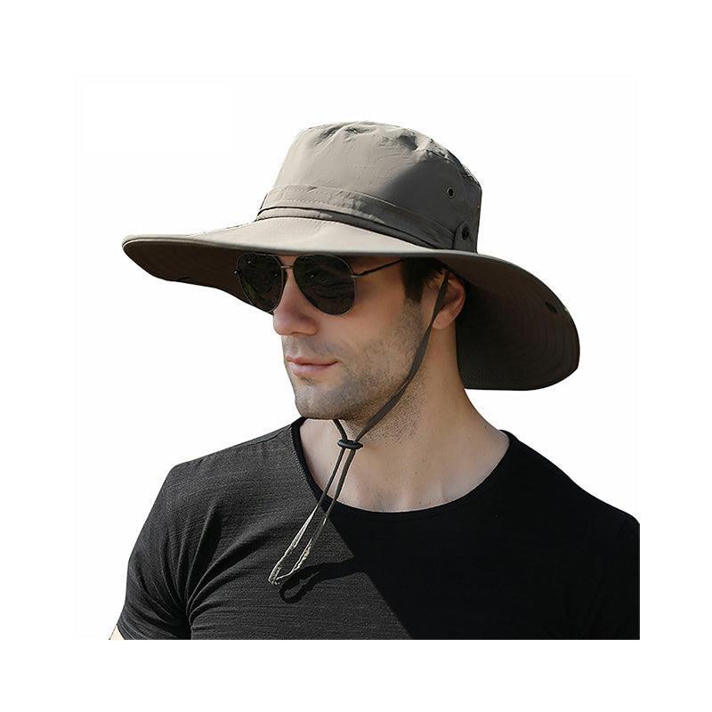 Outdoor Uv Protection Sun Hat Wide Brim Cap Quick-Drying Hat For Fishing Hiking - Black