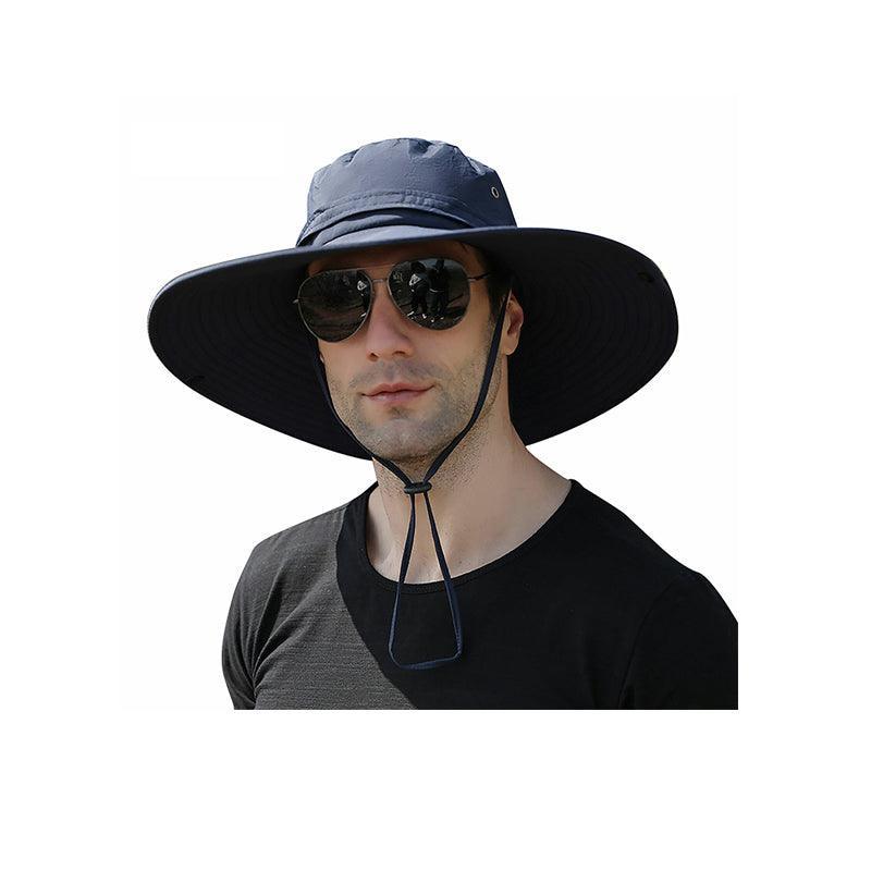 Outdoor Uv Protection Sun Hat Wide Brim Cap Quick-Drying Hat For Fishing Hiking - Black