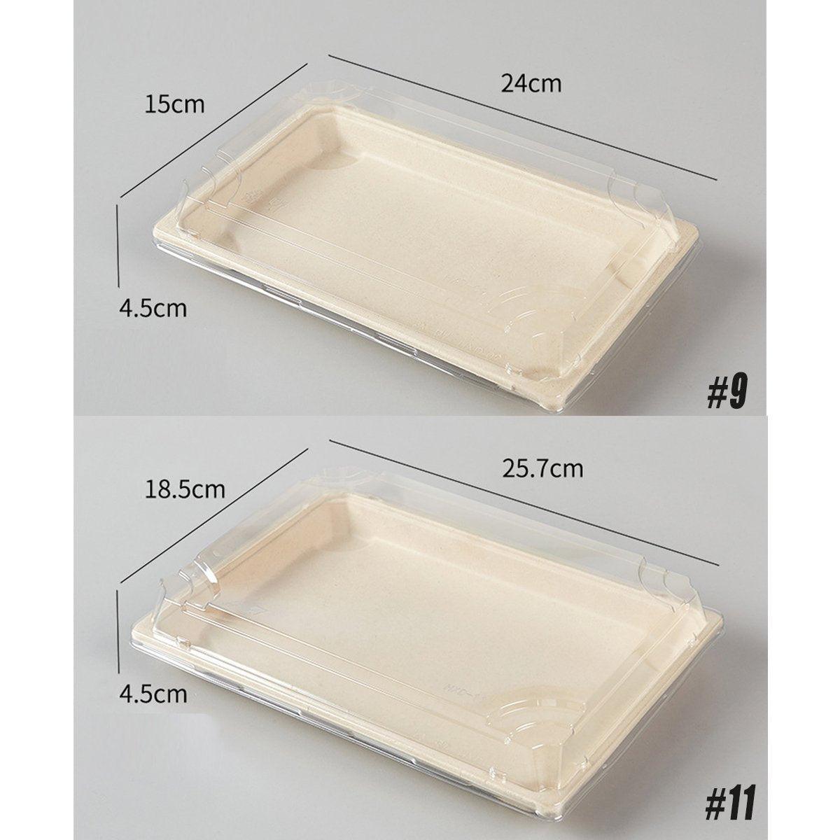50pcs Eco-Friendly Sushi Box Rectangular Biodegradable Lunch Packaging Plate - 22 cm x 13.9 cm x 4.5 cm