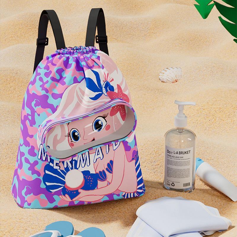 Waterproof Swim Backpack Durable Storage Bag Beach Pool Outdoor Travel - Blue-Large (Double layer)