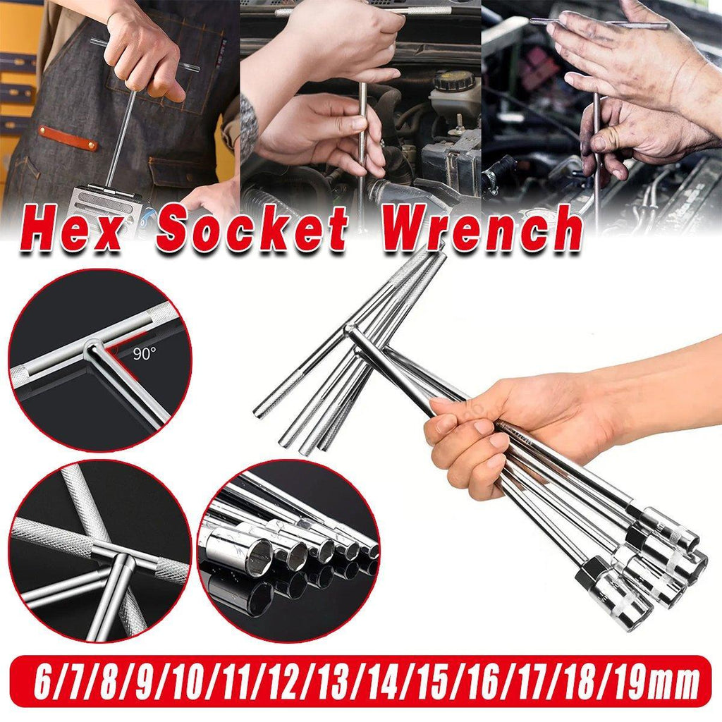 6-19mm Steel T Shaped Hex Wrench Hand Tool Spanner Socket Adapter Repair - 18mm