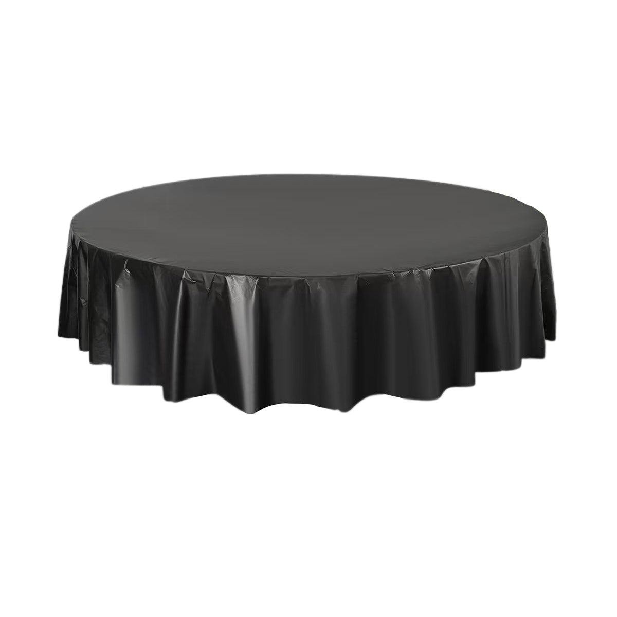 10pcs Round Tablecloth Solid Color Waterproof PEVA Table Cover 213cm Diameter - Red