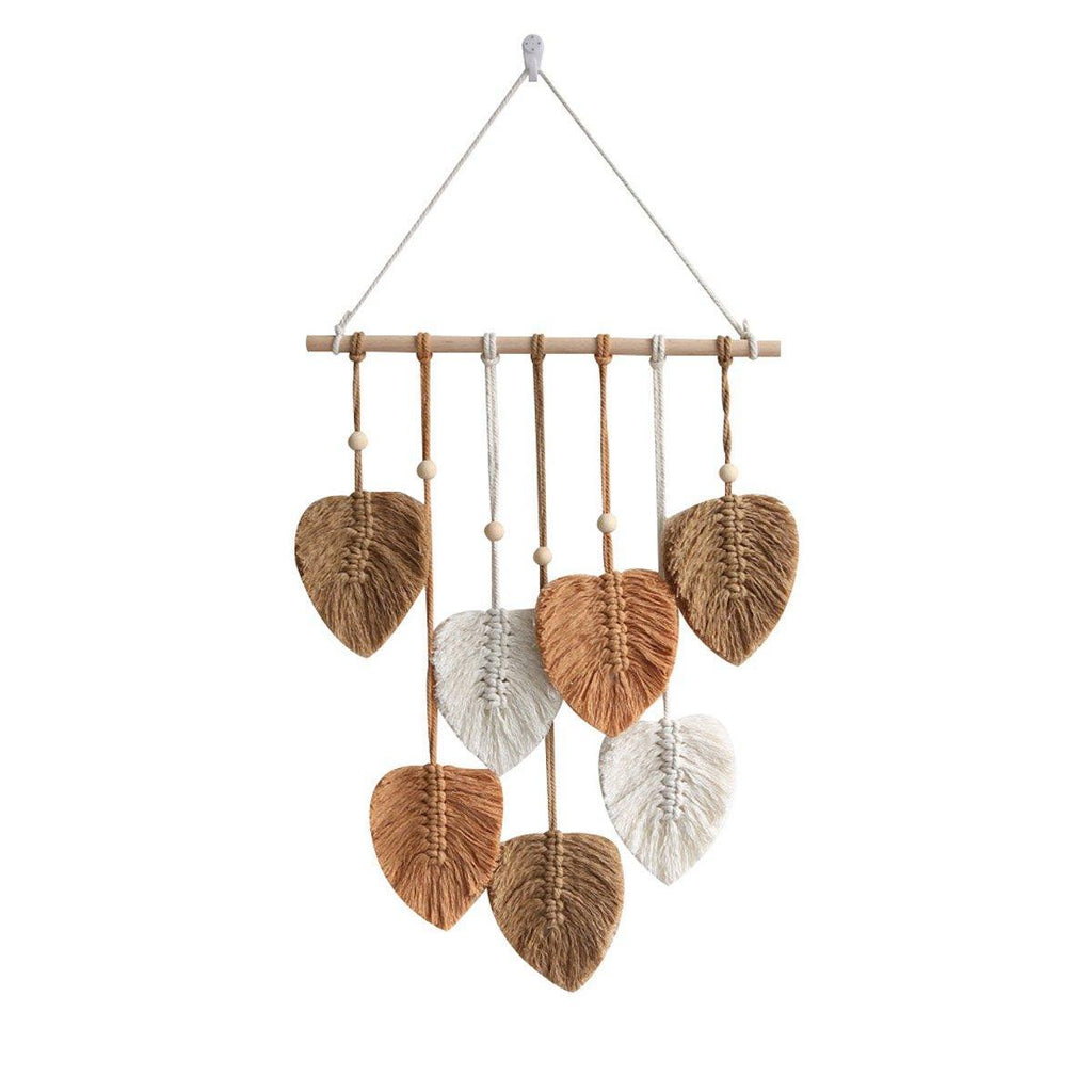 Handmade Braided Cotton Rope Leaves Wall Hanging Home Decoration Ornament - Green