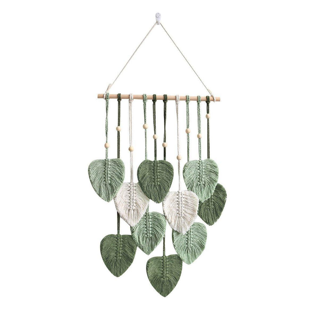 Handmade Braided Cotton Rope Leaves Wall Hanging Home Decoration Ornament - Pink