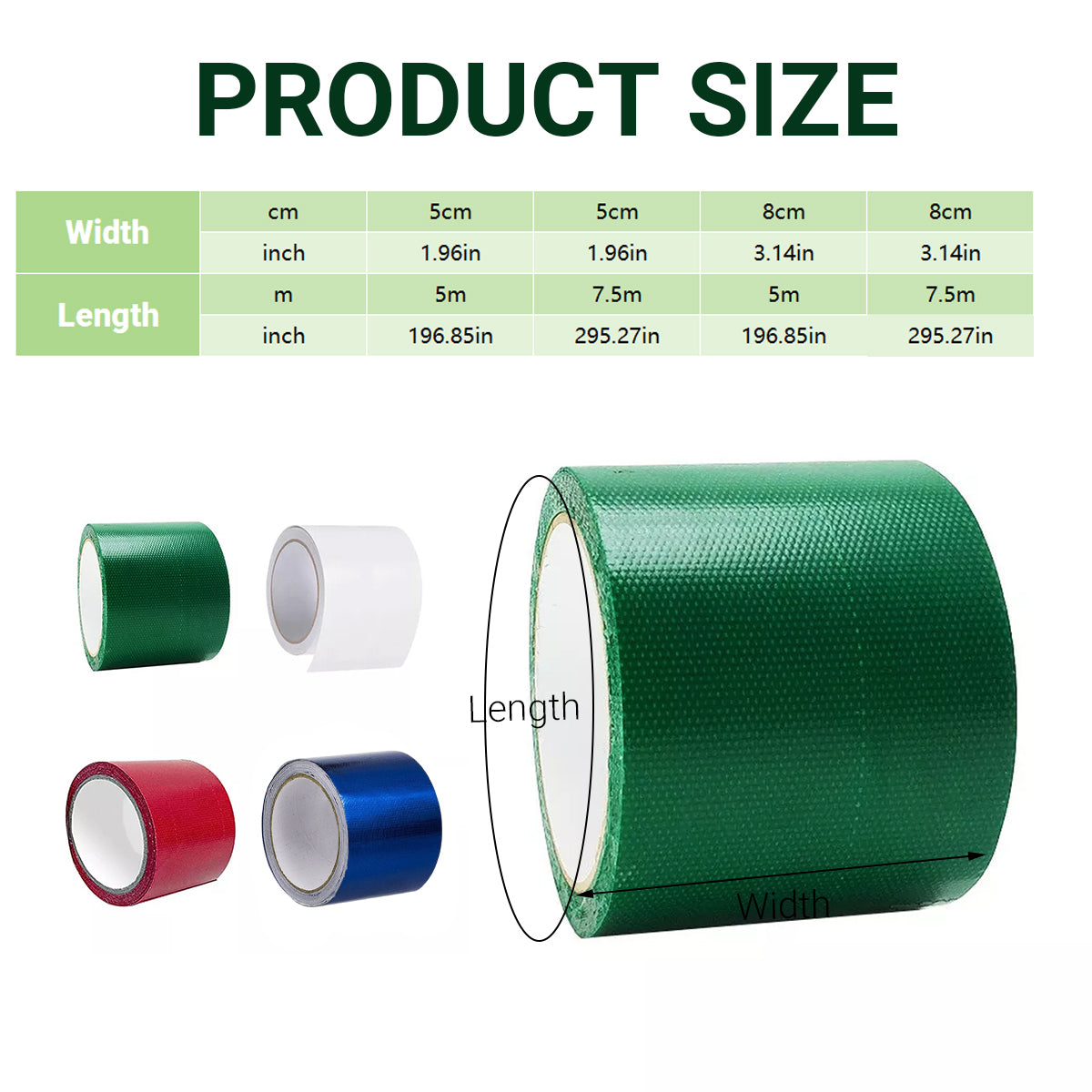 High Adhesive Tarpaulin Repair Tape Tent Awning Fix Patch Waterproof Universal - Blue - 8cm x 5m