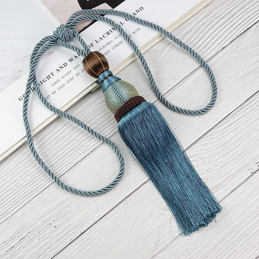 1pair Curtain Tiebacks Hanging Balls Tassel Rope Decorative Curtain Holders - Dark Coffee