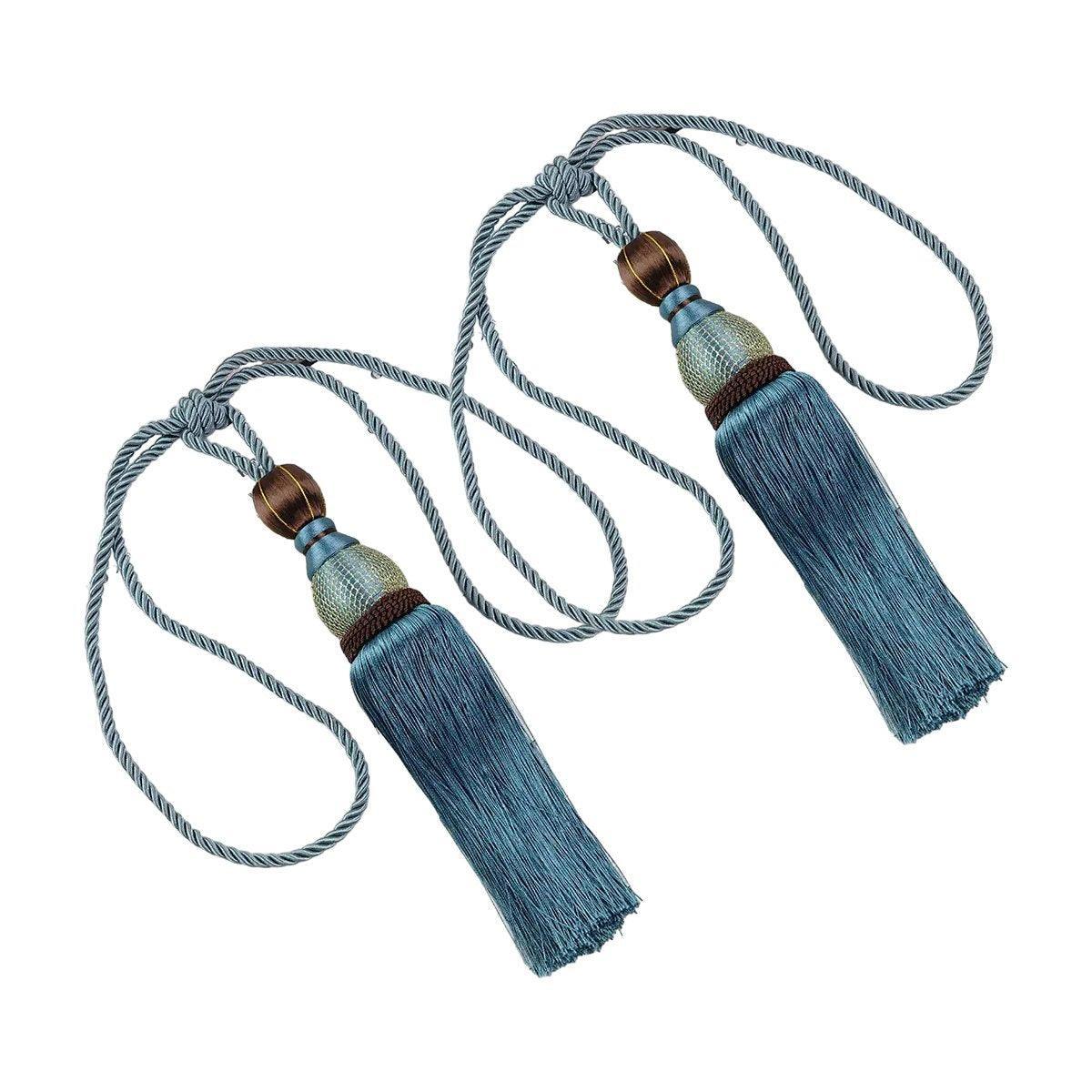 1pair Curtain Tiebacks Hanging Balls Tassel Rope Decorative Curtain Holders - Dark Coffee