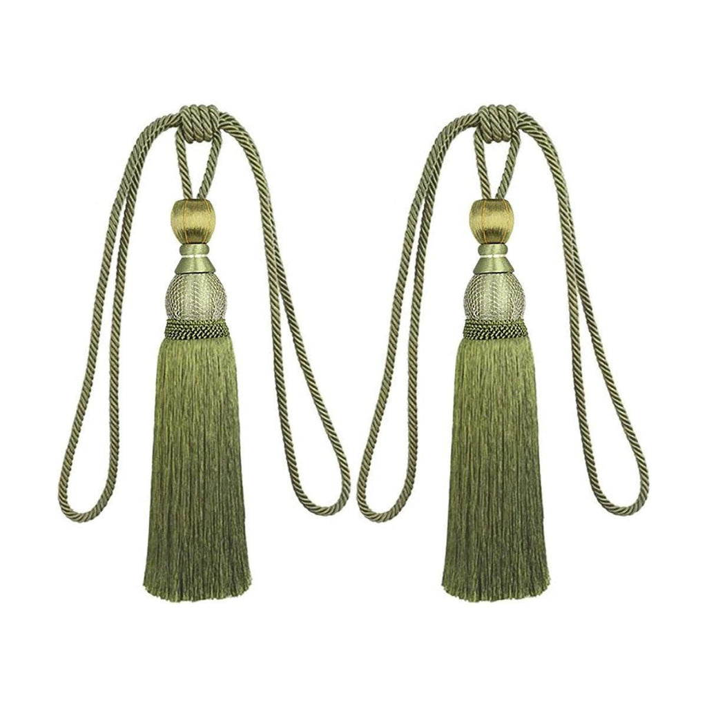 1pair Curtain Tiebacks Hanging Balls Tassel Rope Decorative Curtain Holders - Dark Coffee