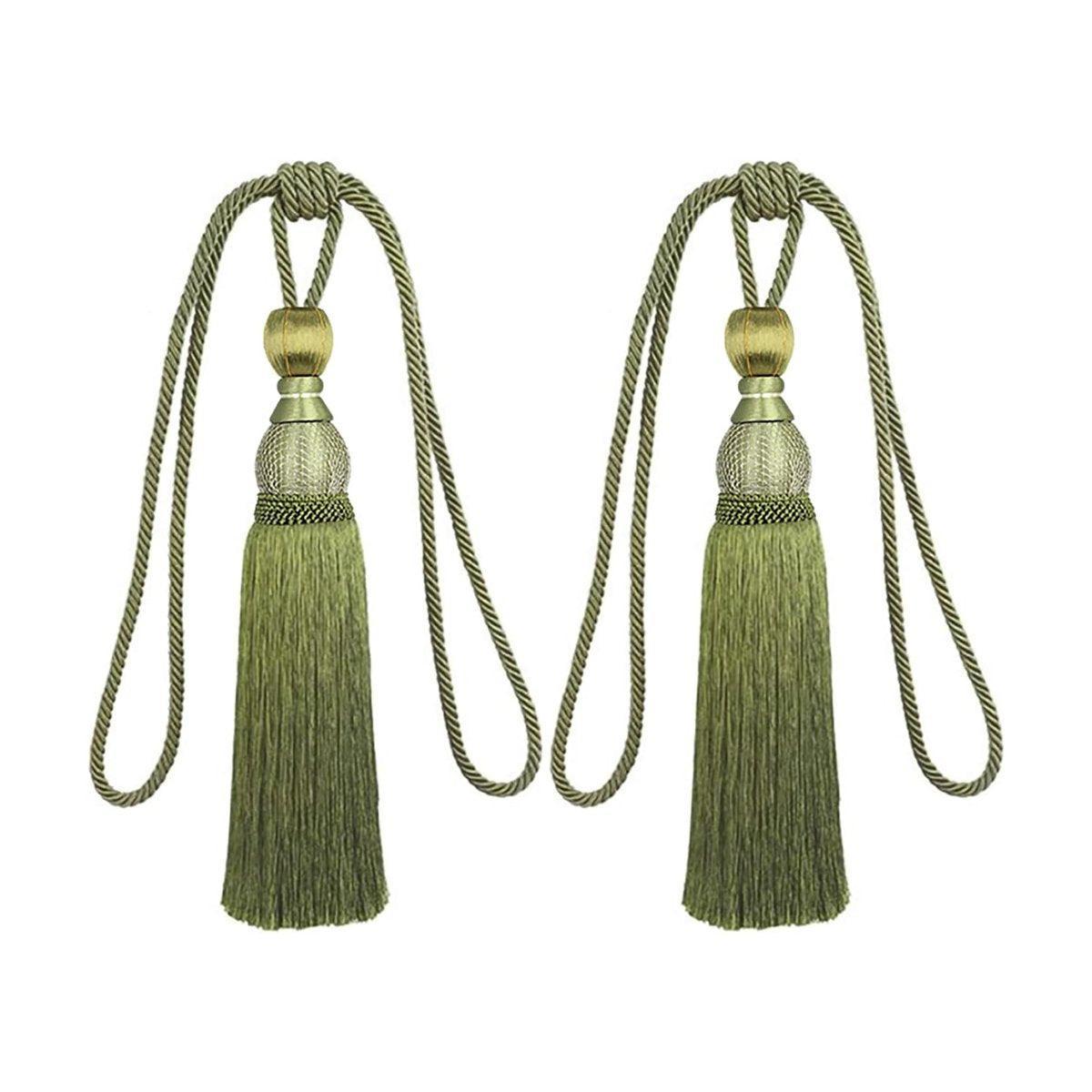 1pair Curtain Tiebacks Hanging Balls Tassel Rope Decorative Curtain Holders - Grey
