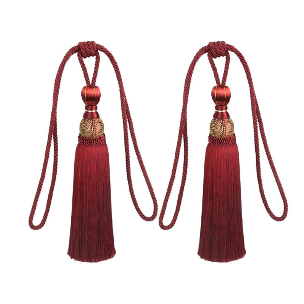 1pair Curtain Tiebacks Hanging Balls Tassel Rope Decorative Curtain Holders - Grey