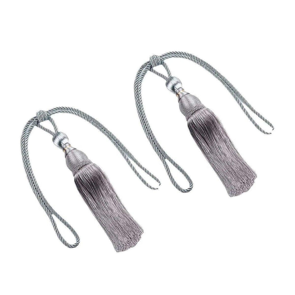 1pair Curtain Tiebacks Hanging Balls Tassel Rope Decorative Curtain Holders - Purple