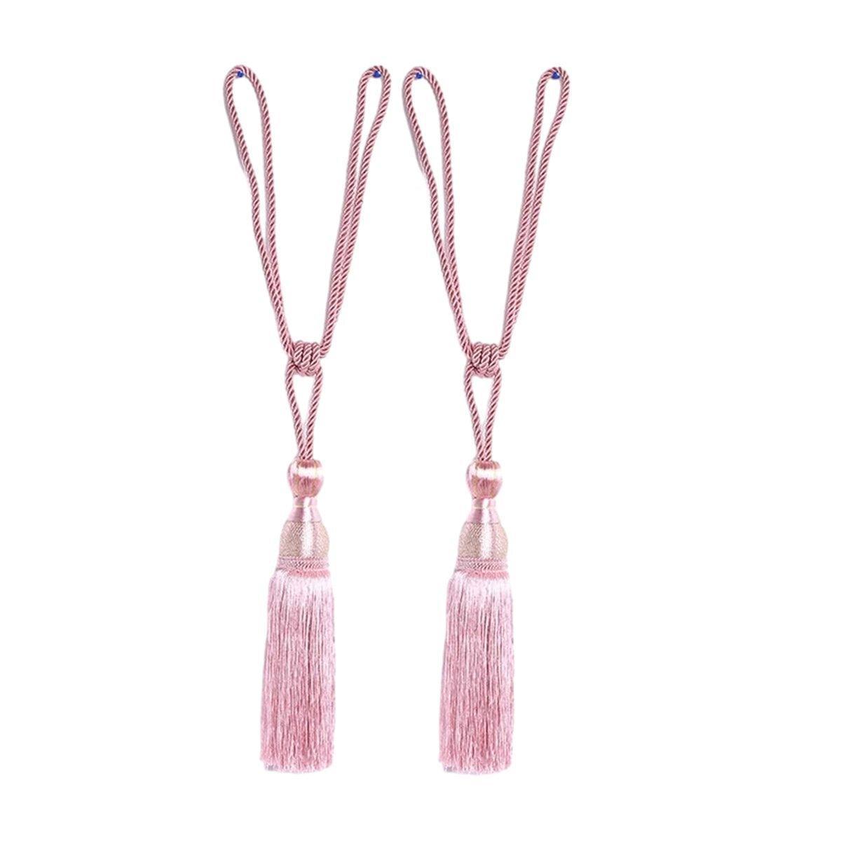 1pair Curtain Tiebacks Hanging Balls Tassel Rope Decorative Curtain Holders - Purple