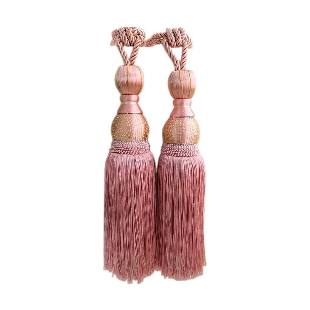 1pair Curtain Tiebacks Hanging Balls Tassel Rope Decorative Curtain Holders - Purplish Red