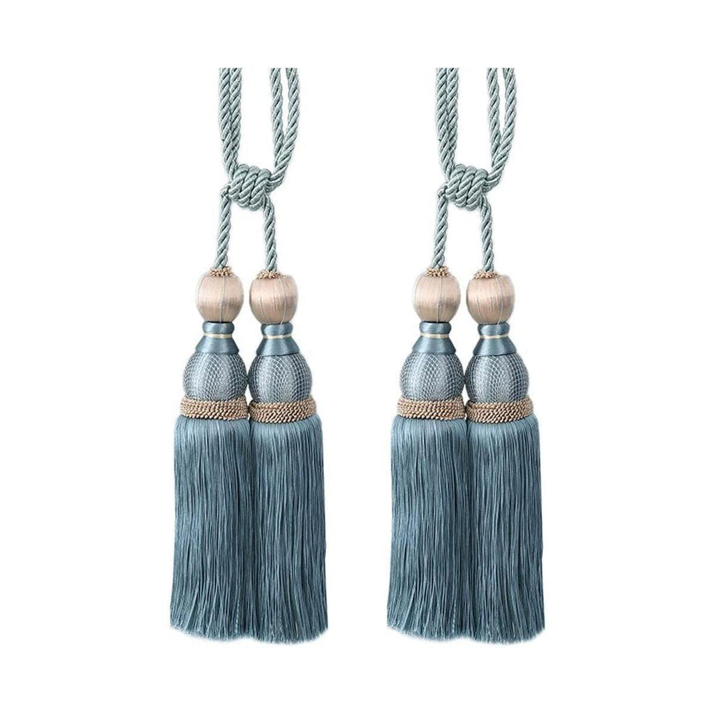 1pair Curtain Tiebacks Hanging Balls Tassel Rope Decorative Curtain Holders - Mauve Pink