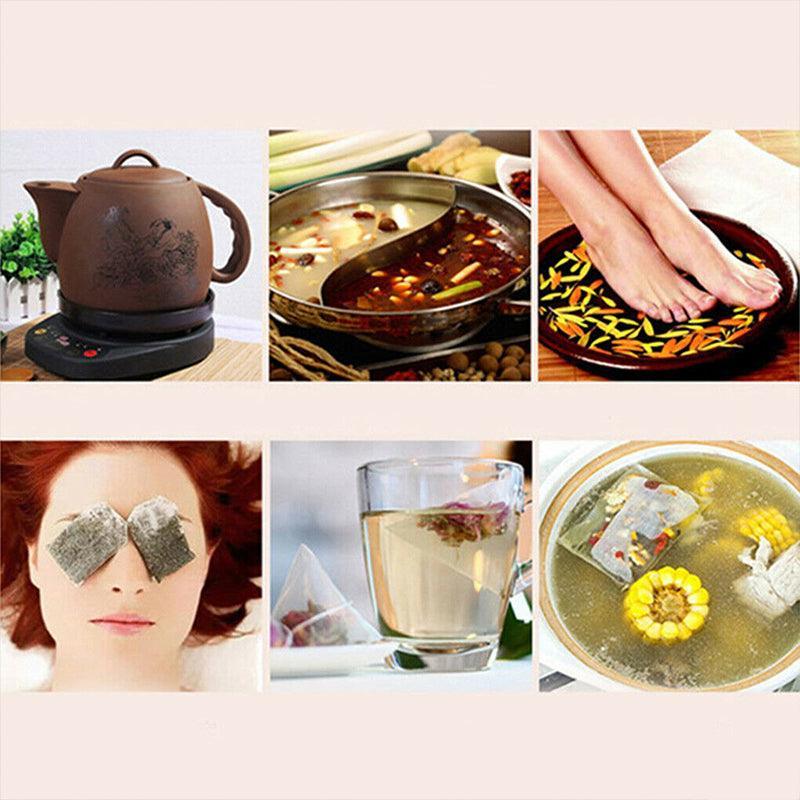 50PCS Empty Tea Filter Bags Drawstring Disposable Herb Spice Soup Pouches - 5x7cm