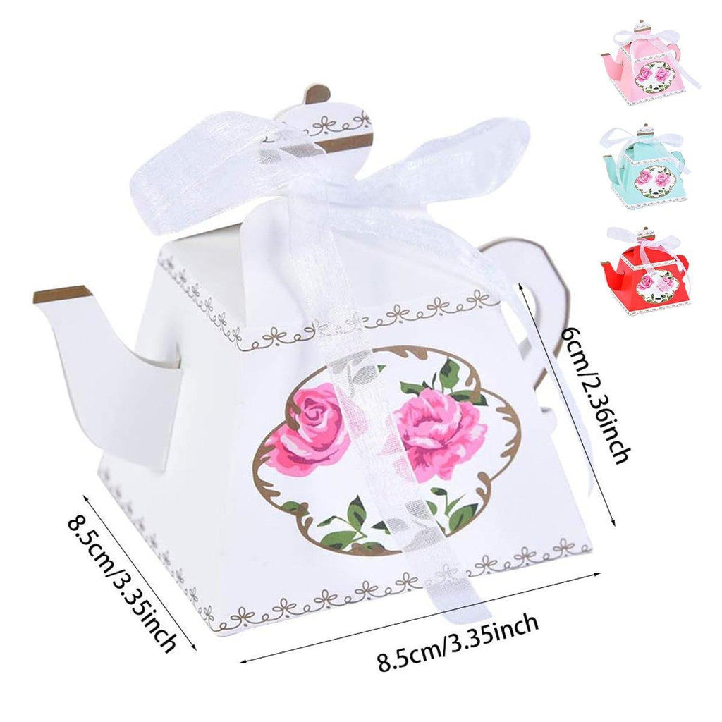 50Pcs Teapot Candy Boxes Wedding Favor Gift Packaging Tea Party Decorations - Blue