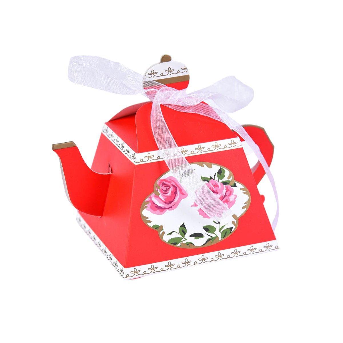 50Pcs Teapot Candy Boxes Wedding Favor Gift Packaging Tea Party Decorations - Blue