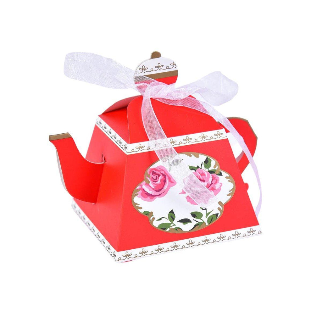 50Pcs Teapot Candy Boxes Wedding Favor Gift Packaging Tea Party Decorations - White