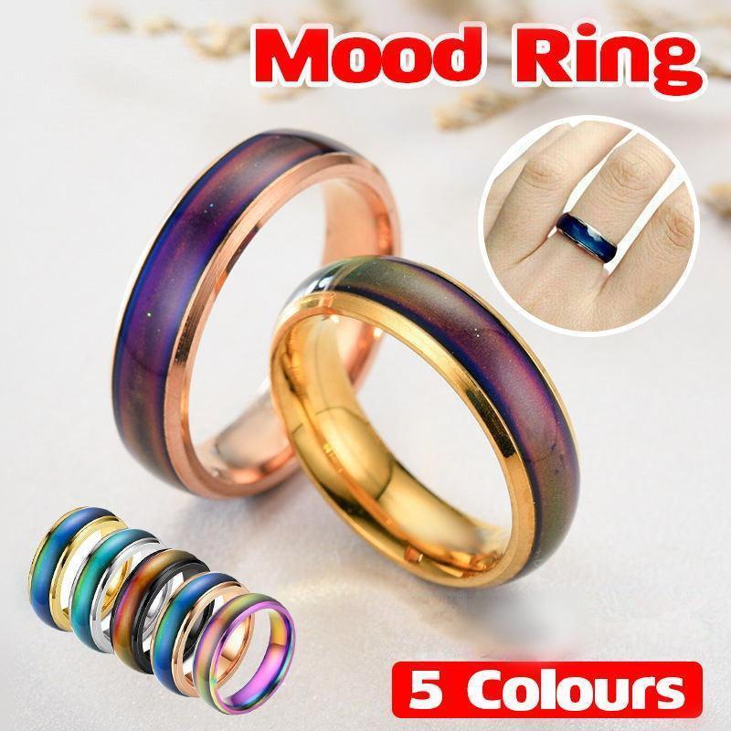 Mood Colour Changing Temperature Ring for Emotional Expression US Size 12 - Black