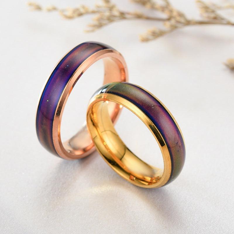 Mood Colour Changing Temperature Ring for Emotional Expression US Size 12 - Silver