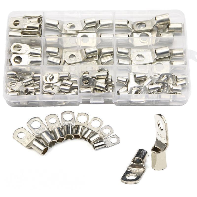 240Pcs 4WD Cable Lug Ring Battery Copper Tube Connector Kits Terminal Crimper - 100X SC6-SC25 Cable Lug Kits+Heat Shrink Tube