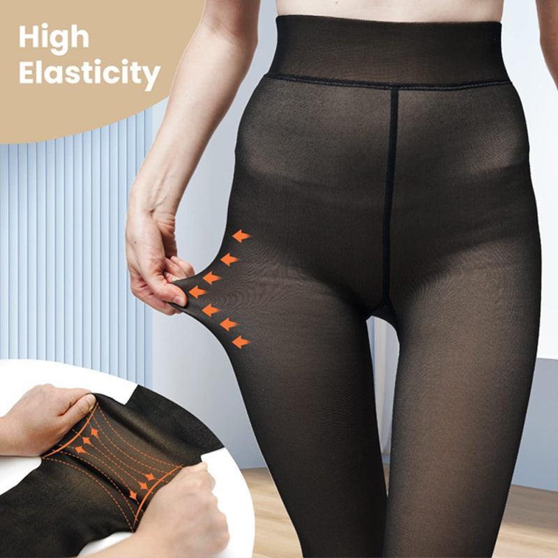 Womens Thermal Lined Translucent Pantyhose Winter Warm Fleece Tights Stockings - Nude-220g