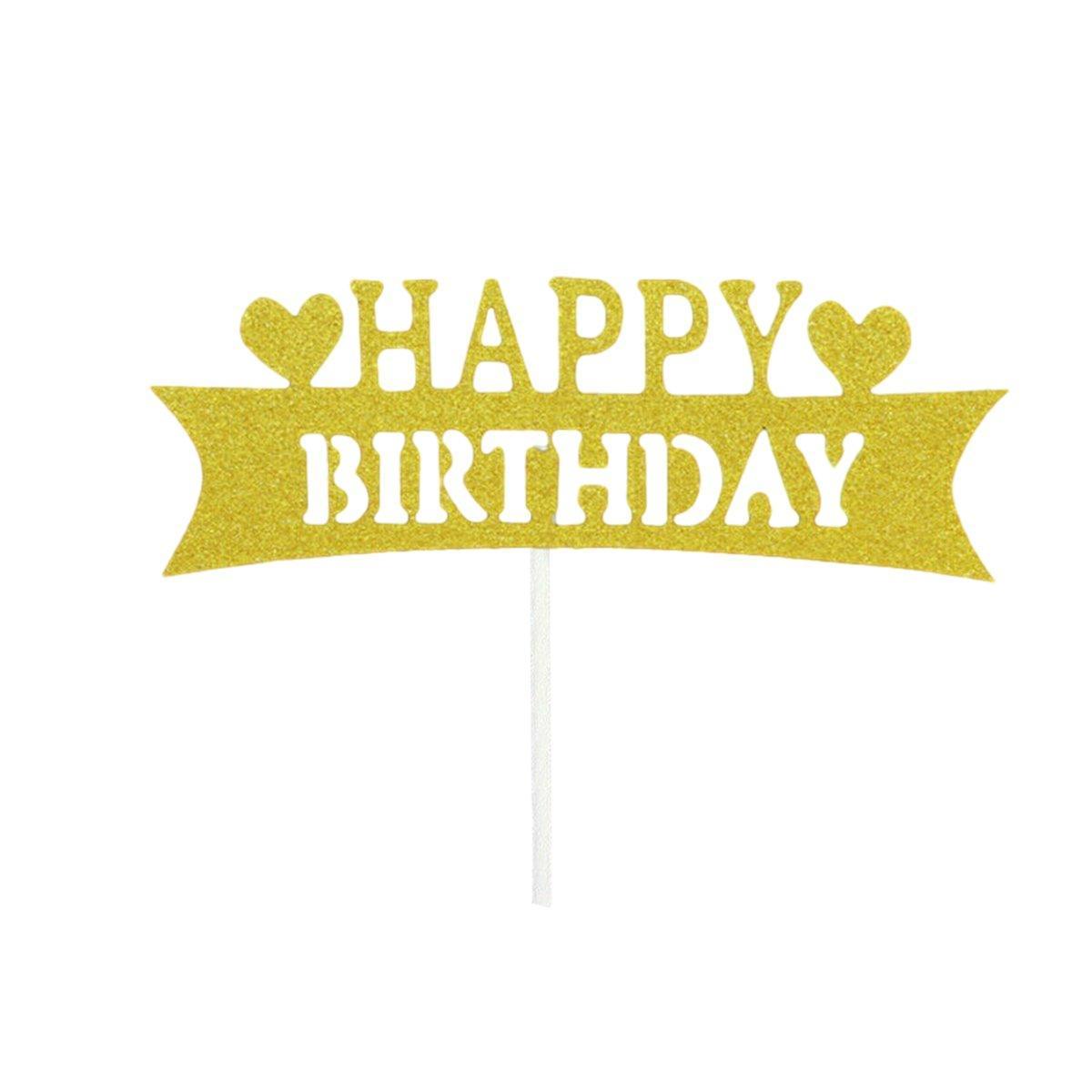 Happy Birthday Cake Topper Colour Printed Acrylic Party Decorations - Blue-Thin Line