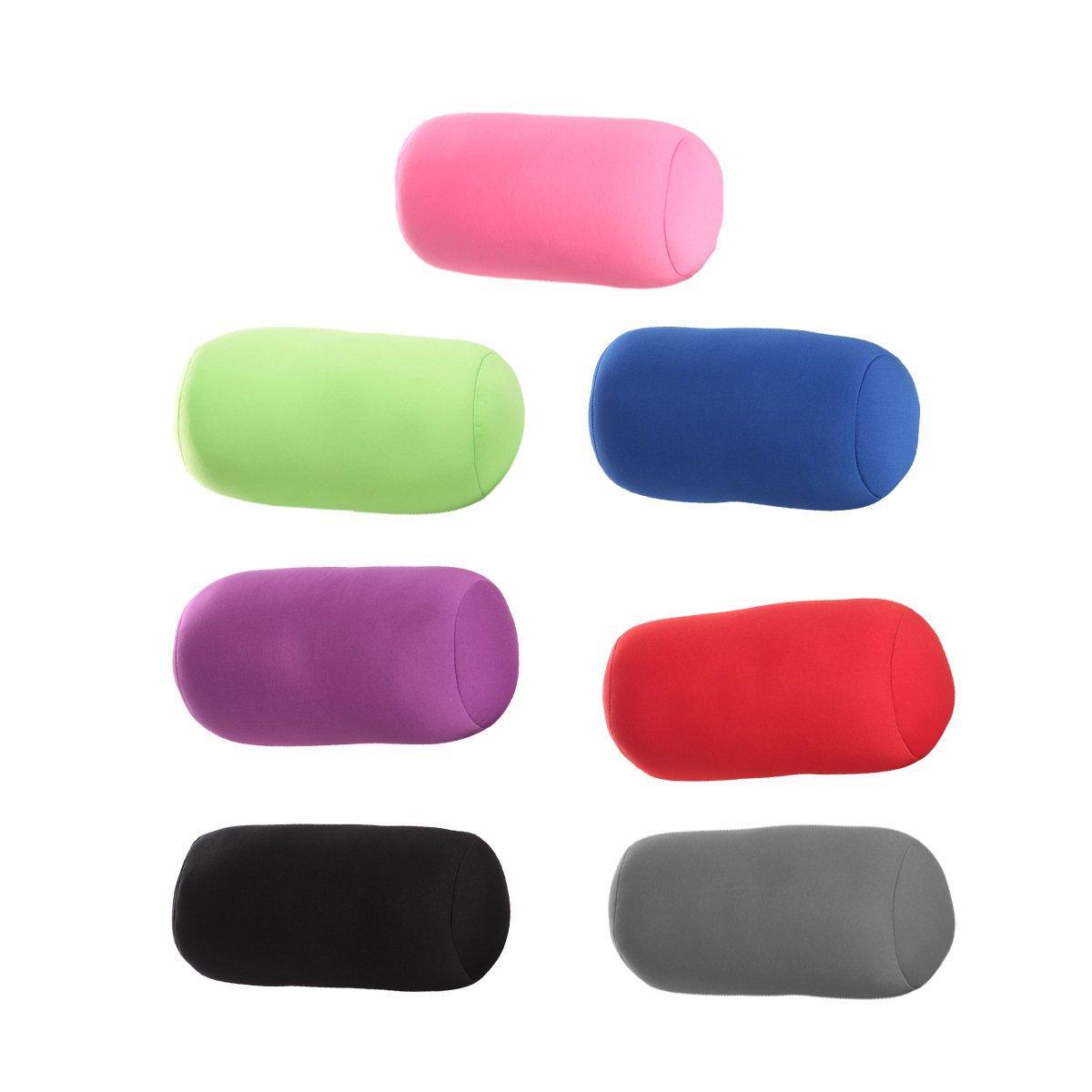 Solid Color Cylindrical Foam Particle Pillow Multi-Functional Neck Waist Support - Black