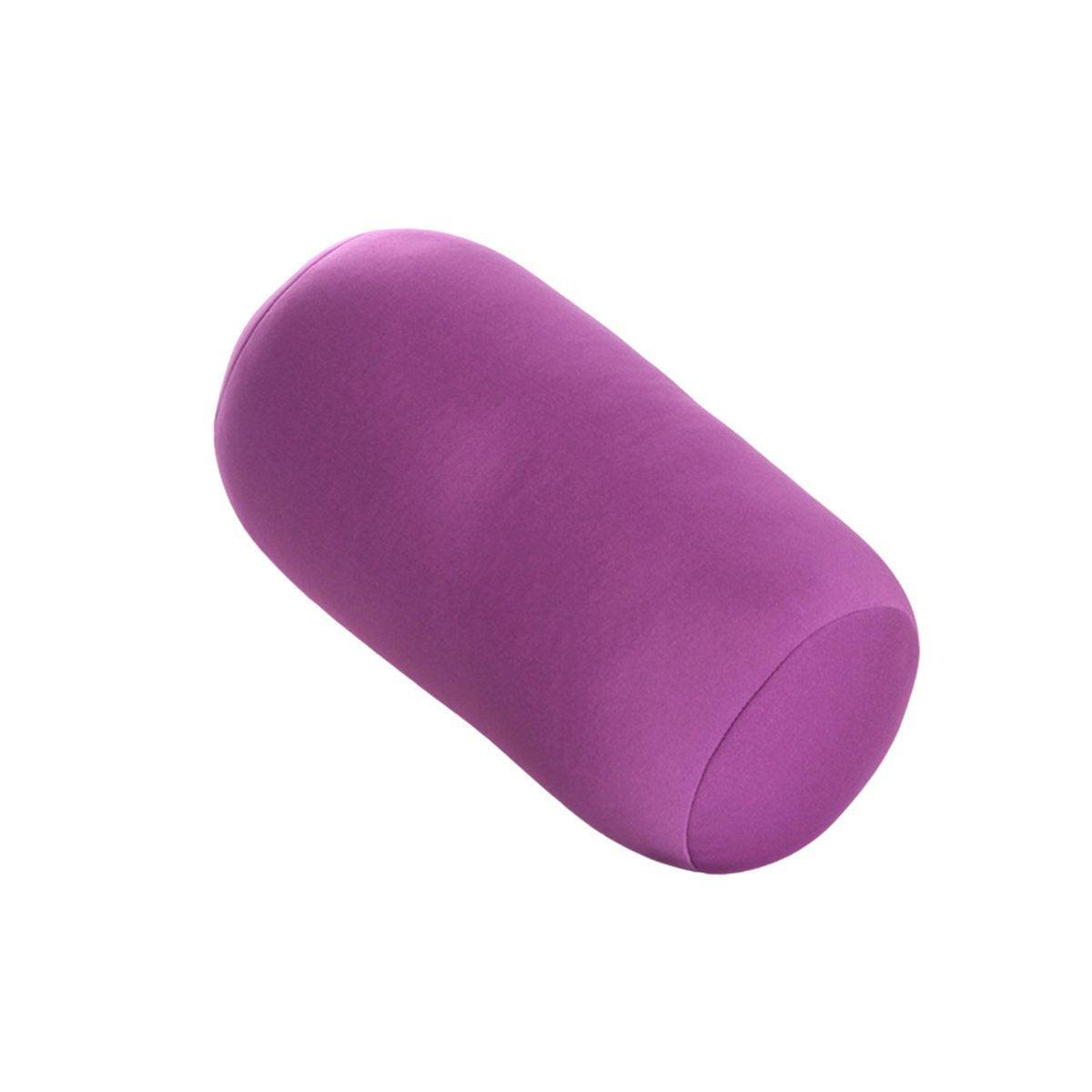 Solid Color Cylindrical Foam Particle Pillow Multi-Functional Neck Waist Support - Black