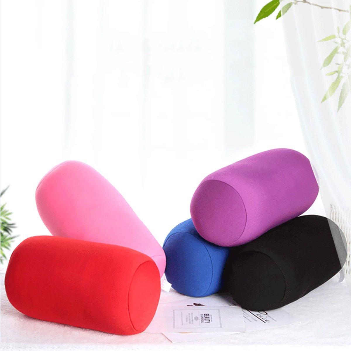 Solid Color Cylindrical Foam Particle Pillow Multi-Functional Neck Waist Support - Blue