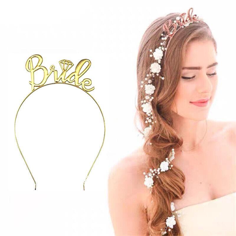 Bride To Be Hen Veil Sash Tiara Hens Night Bridal Shower Kitchen Tea Accessories - Rose Gold Tiara
