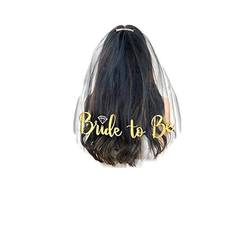 Bride To Be Hen Veil Sash Tiara Hens Night Bridal Shower Kitchen Tea Accessories - Rose Gold Tiara