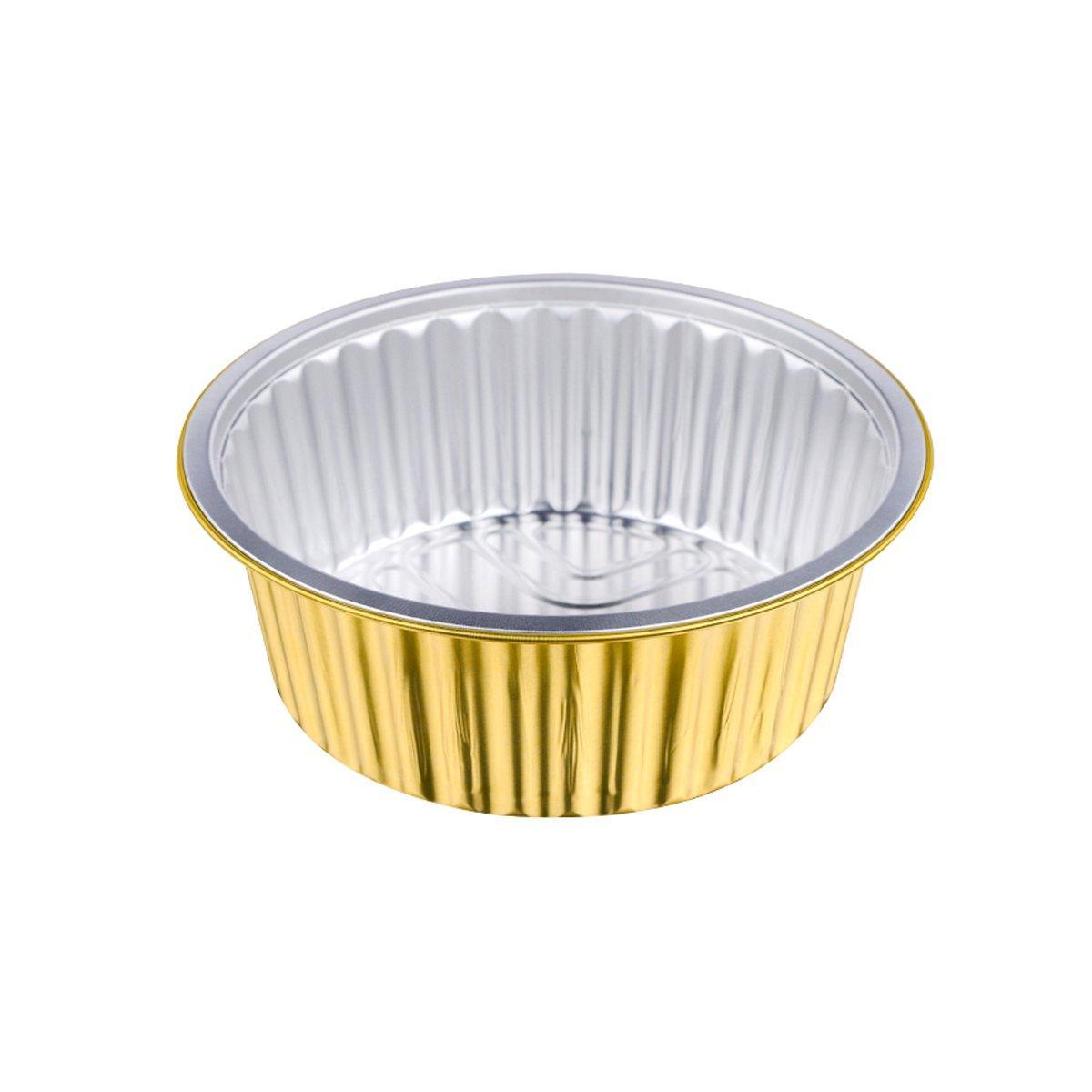 50PCS Thickened Round Aluminum Foil Containers with Plastic Lids - 455ml