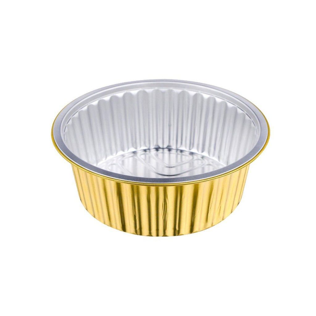 50PCS Thickened Round Aluminum Foil Containers with Plastic Lids - 455ml